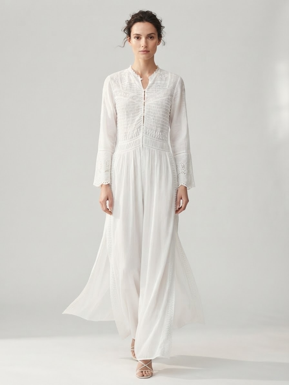 Zara Trafuluc Cream Boho Eyelet Kimono Size Large